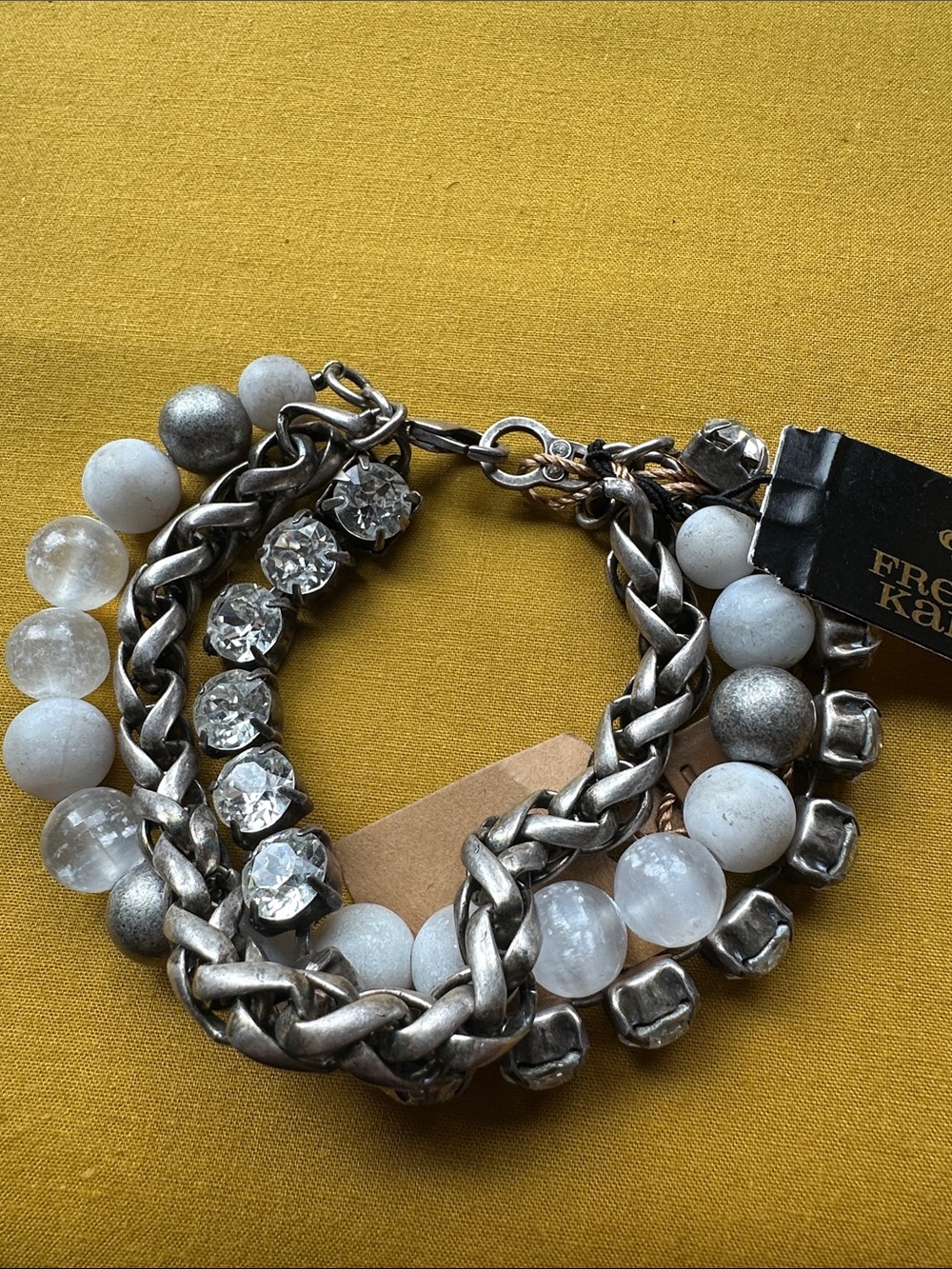 French Kande White & Silver Multi-Strand Bracelet